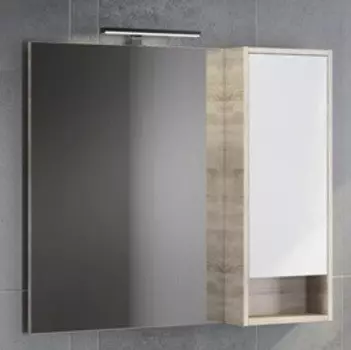 Зеркальный шкаф 90x80 см белый глянец/дуб сонома Comforty Гамбург 00004142227