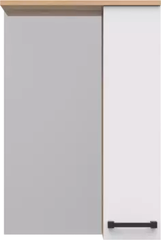 Зеркальный шкаф Misty Крафт П-Кра-02050-011П 50,4x75,2 см R, белый глянец/дуб крафт золотой