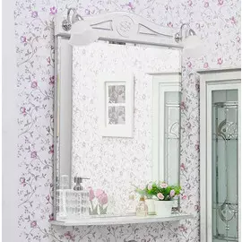 Зеркало 61,4х85 см белый серебряная патина Sanflor Адель H0000000552