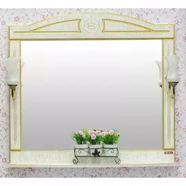 Зеркало 97,2х88 см белый золотая патина Sanflor Адель H0000000668