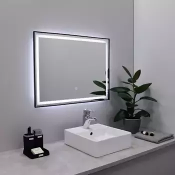 Зеркало Fixsen FX-2120B 120x80 см, с LED-подсветкой, сенсорным выключателем, диммером, черный матовый