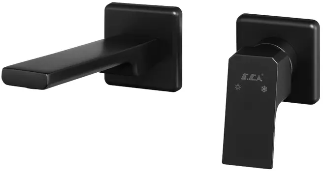 102167605C1EX-KK TIERA смеситель для раковины настенный 2 отв. (внешняя часть) матовый черный