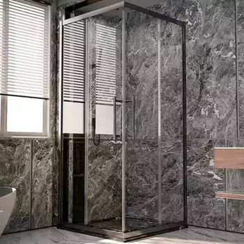 1/2 душевого уголка Veconi Premium Trento 110х200 профиль брашированный графит стекло прозрачное