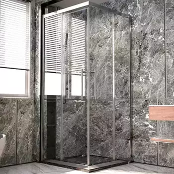 1/2 душевого уголка Veconi Premium Trento 80х200 профиль хром стекло прозрачное