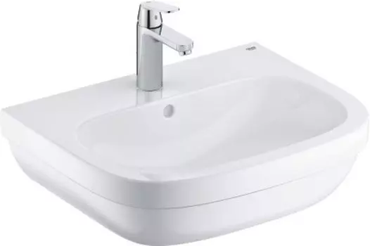 39642000 Euro Ceramic Набор: Раковина подвесная 60 см(39335000),Eurosmart Смеситель однорычажный (23325000),угловые вентили(22039000),Сифон (28947000)
