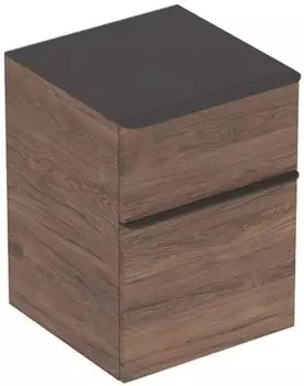 500.357.JR.1 Geberit Smyle Square Боковой шкафчик низкий с двумя выдвижными ящиками, цвет "пекан"