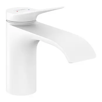 Смеситель для раковины Hansgrohe Vivenis 80 с донным клапаном белый матовый