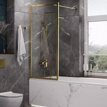 Шторка на ванну Wasserkraft Abens 20W01-80BG профиль золото матовое, стекло прозрачное