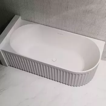 Акриловая ванна Abber AB9412-1.5 L 150x75 см, левая, пристенная, белая матовая, с каркасом, со сливом-переливом