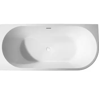 Акриловая ванна Abber AB9257-1.5 L 150x80 см, угловая, левая, пристенная, белая, асимметричная, с каркасом, со сливом-переливом