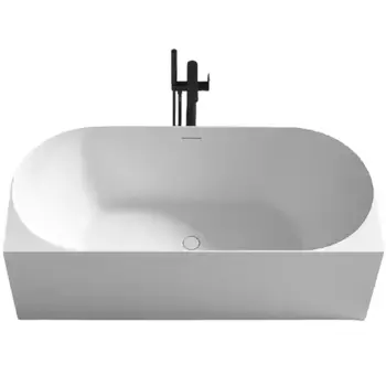 Акриловая ванна Abber AB9281 170x75 см, отдельностоящая, белая, с каркасом, со сливом-переливом