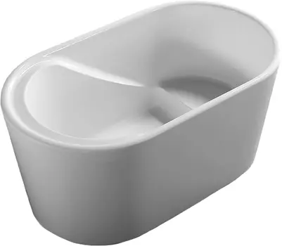 Акриловая ванна Abber AB9277 130x75 см, отдельностоящая, белая, овальная, с каркасом, с сиденьем, со сливом-переливом