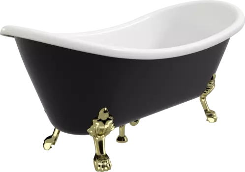 Акриловая ванна Artemis Cloe 180x75 черная, ножки золото