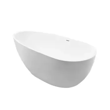 Акриловая ванна Grossman Fly GR-1102M 170x80 см, отдельностоящая, белая матовая, овальная, с каркасом, со сливом-переливом