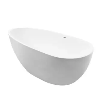 Акриловая ванна Grossman Fly GR-1103M 160x80 см, отдельностоящая, белая матовая, овальная, с каркасом, со сливом-переливом