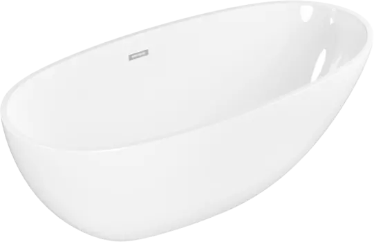 Акриловая ванна Grossman Fly GR-1104 170x75 см, отдельностоящая, белая, овальная, со сливом-переливом, с донным клапаном