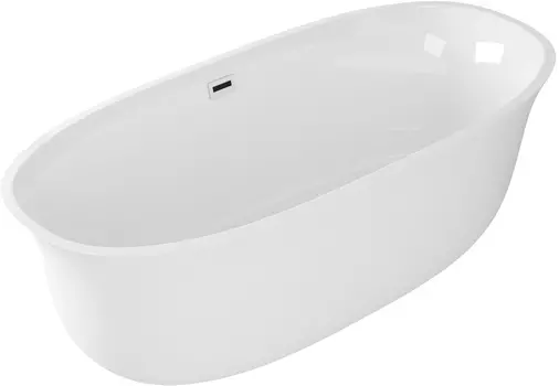 Акриловая ванна Grossman GR-1201 165x75 см, отдельностоящая, белая, овальная, с каркасом, со сливом-переливом