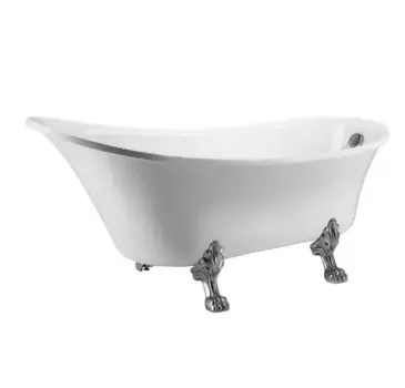 Акриловая ванна Grossman Retro GR-1002M 160x70 см, отдельностоящая, белая матовая, овальная, с каркасом, со сливом-переливом