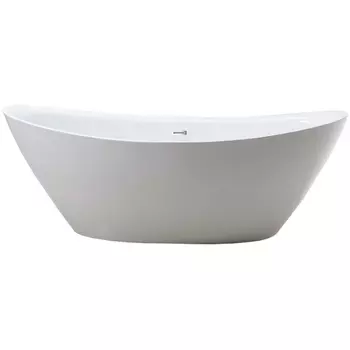 Акриловая ванна Vincea VBT-203 180x85 см, отдельностоящая, белая, овальная, с каркасом, со сливом-переливом