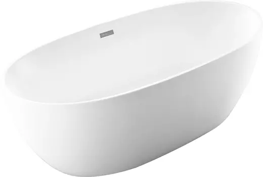 Акриловая ванна Vincea VBT-405-1600 160x80 см, отдельностоящая, белая, овальная, на ножках, со сливом-переливом