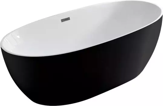 Акриловая ванна Vincea VBT-405-1700MB 170x80 см, отдельностоящая, черно-белая, овальная, на ножках, со сливом-переливом