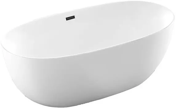 Акриловая ванна Vincea VBT-405-1700MW 170x80 см, отдельностоящая, белая матовая, овальная, с каркасом, со сливом-переливом