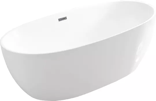 Акриловая ванна Vincea VBT-405-1860 185x90 см, отдельностоящая, белая, овальная, на ножках, со сливом-переливом
