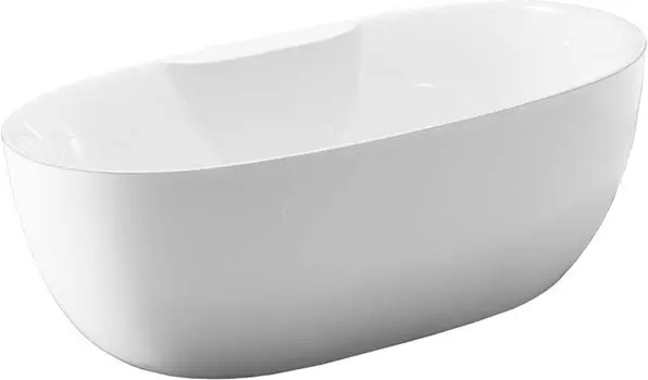 Акриловая ванна Vincea VBT-405B-1700 170x80 см, отдельностоящая, белая, овальная, с каркасом, со сливом-переливом