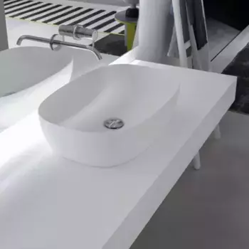 ANTONIO LUPI SENSO Раковина 600х400х150 мм., для установки на столешницу, с самотечным донным клапаном, Flumood, цвет белый матовый