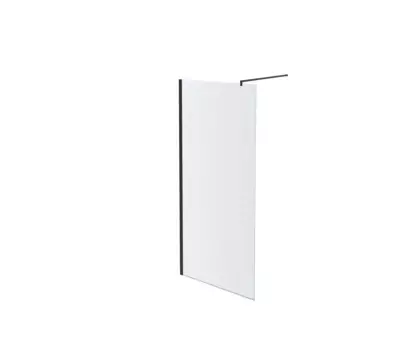 AQ WIW 09020BL Душевая перегородка Walk in с держателем 900x2000 профиль черный, стекло прозрачное