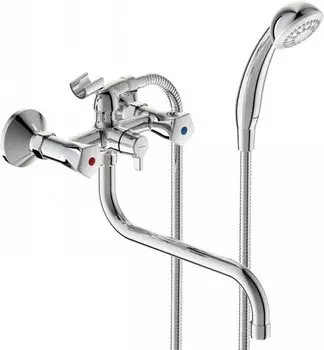 BA362AA LIFE Смеситель для ванны/душа, поворотный излив 250 мм, душевой гарнитур в комплекте (душевая лейка ?70 мм, металлический шланг 1500 мм, держа