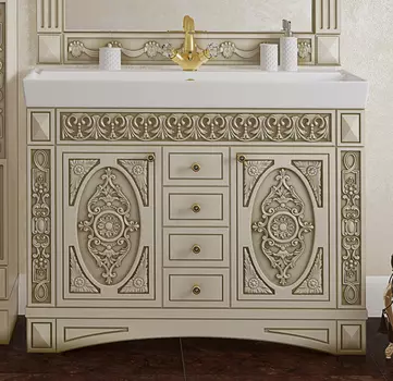 Тумба под раковину напольная Misty Беатрис 120 бежевая патина