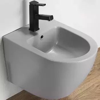 Биде подвесное CeramaLux В2342BDMH светло-серый матовый