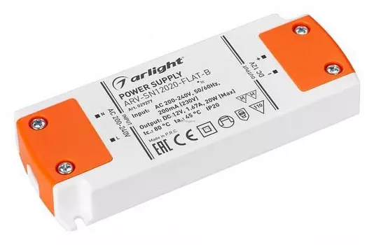 Блок питания Arlight ARV-SN12020-FLAT-B 12V 20W IP20 1.67A 029277