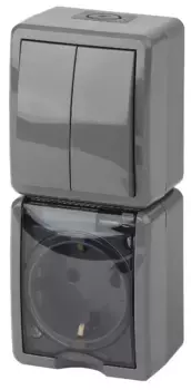 Блок розетка + выключатель двойной Эра 11-7408-03 Б0036007