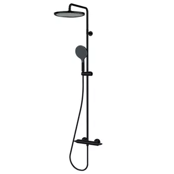 BOSSINI (APICE) Душевая система с термостатом, верхний душ 280 мм, ручной душ 140 мм, черный матовый (073)