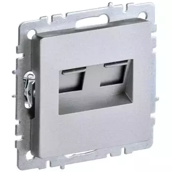 BRITE Розетка двойная RJ11+RJ45 кат.5E РК/Т12-БрА алюминий IEK BR-KT20-O-1-K47