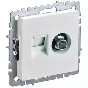 BRITE Розетка двойная TV+RJ45 кат.5E РТВ/РК12-БрЖ жемчуг IEK BR-AK20-1-K36