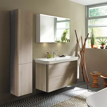 Burgbad Iveo База подвесная с керамическим умывальником с 1 отв под смес. 1200х492х721 мм.2 выдв ящика, сифон в компл. F2834 фланелевый дубовый