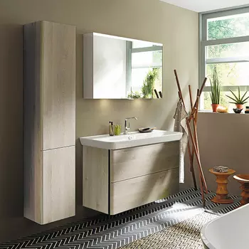 Burgbad Iveo База подвесная с керамическим умывальником с 1 отв под смес. 1200х492х721 мм.2 выдв ящика, сифон в компл. F2835 дуб меринос