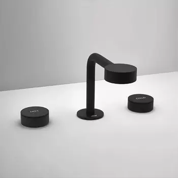 CISAL Slim Смеситель для раковины на 3 отверстия с донным клапаном, цвет черный матовый