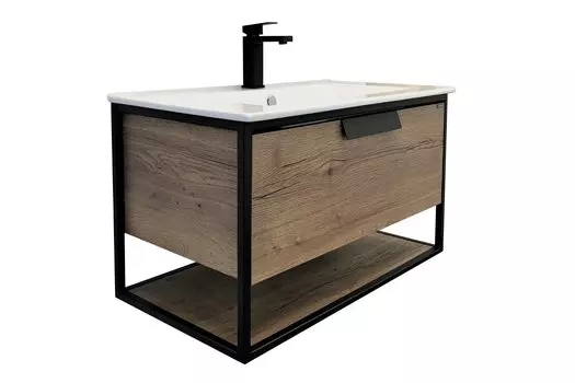 COMFORTY. Тумба-умывальник "Бонн-90" дуб темный с раковиной Quadro 90