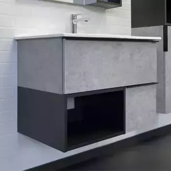 COMFORTY. Тумба-умывальник "Франкфурт-75" бетон светлый с раковиной COMFORTY 75E