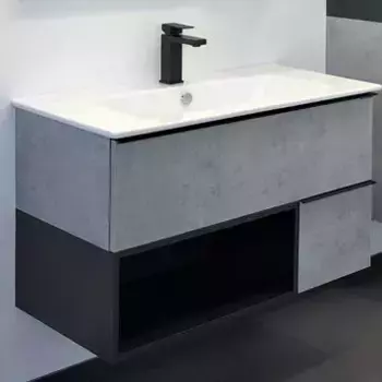 COMFORTY. Тумба-умывальник "Франкфурт-90" бетон светлый с раковиной Quadro 90