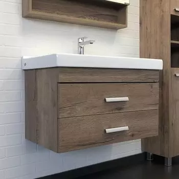 COMFORTY. Тумба-умывальник "Никосия-80П" дуб темный с раковиной Fest 80 F01