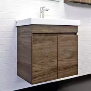 COMFORTY. Тумба-умывальник "Осло-60" дуб тёмно-коричневый с раковиной Fest 60 F01