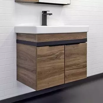 COMFORTY. Тумба-умывальник "Соло-70" дуб тёмно-коричнвый с раковиной Адриана 70