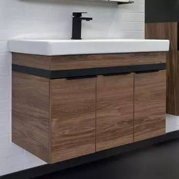 COMFORTY. Тумба-умывальник "Соло-90" дуб тёмно-коричнвый с раковиной Адриана 90