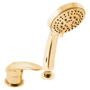 D475.5YZ DUNAJ смеситель каскадный на 2 отверстия залив воды через слив-перелив, ЦВЕТ ЗОЛОТО