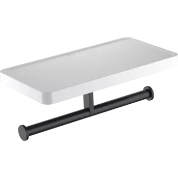 Держатель туалетной бумаги AQUATEK Европа AQ4919MB двойной, с полкой для телефона, матовый черный